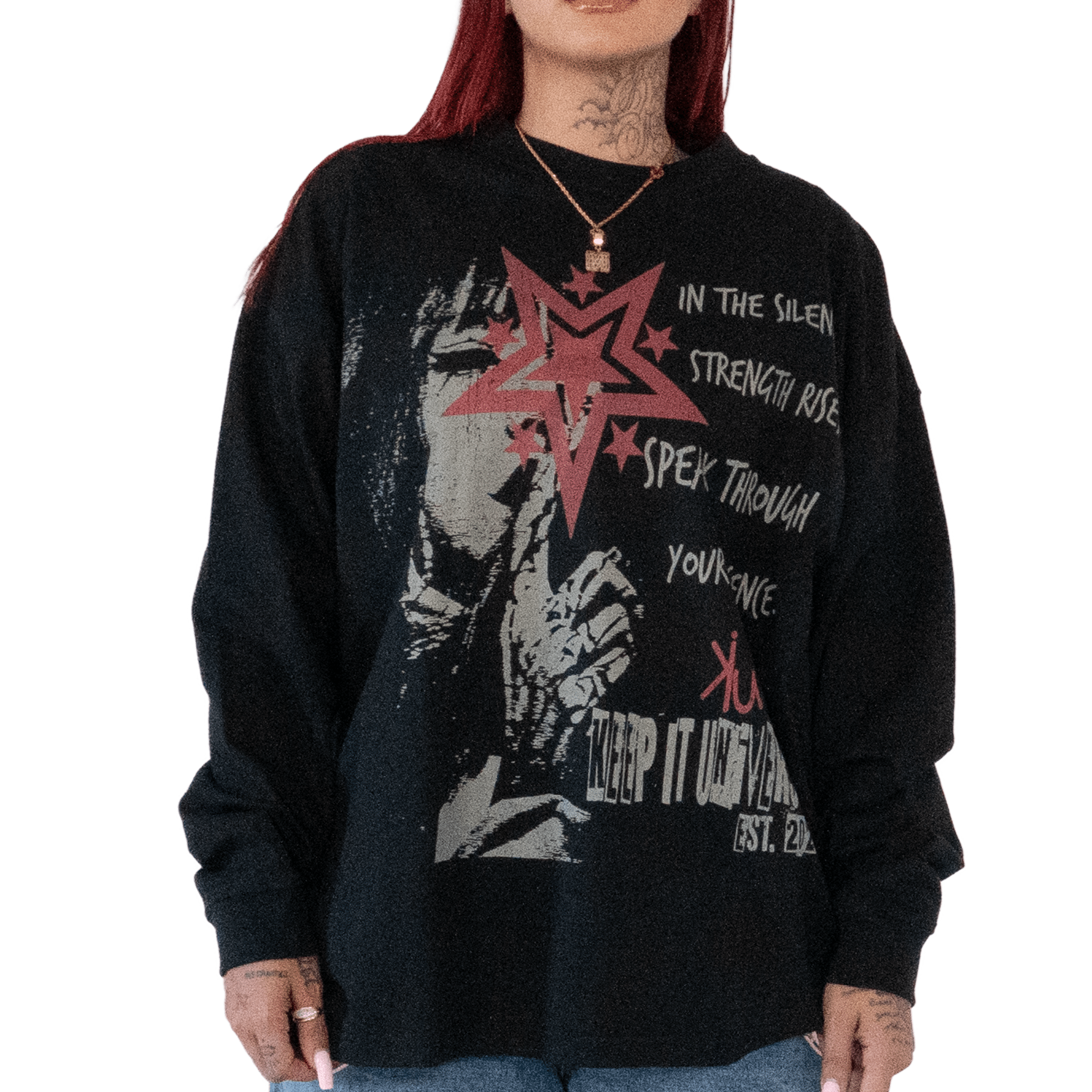 Through Your Presence | Premium Long Sleeve Streetwear T-Shirt Keep it Universal® Through Your Presence Long Sleeve T-Shirt Long Sleeve T-Shirt