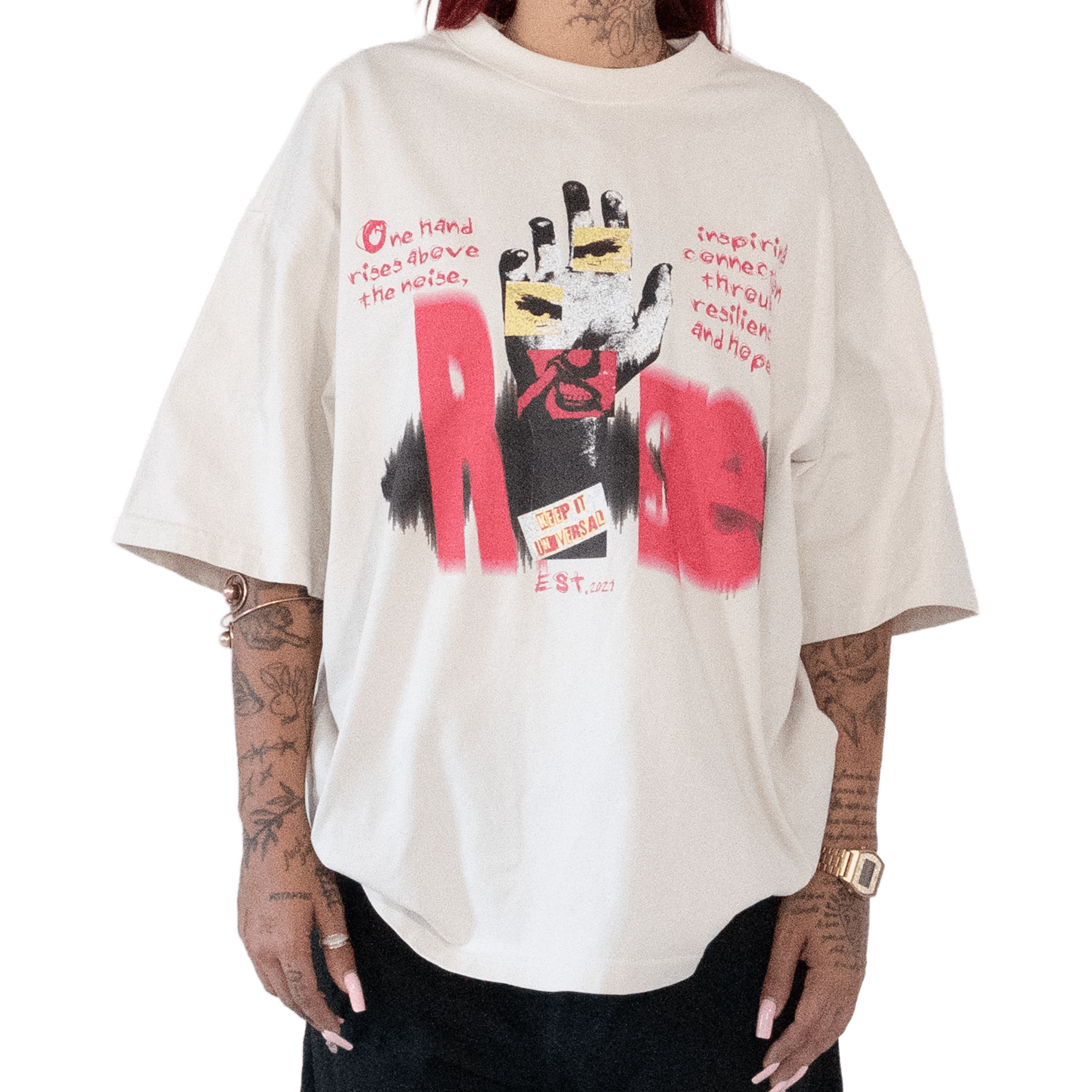 Rise T-Shirt | Elevate, Overcome, Move Forward Keep it Universal® Rise T-Shirt T-Shirt