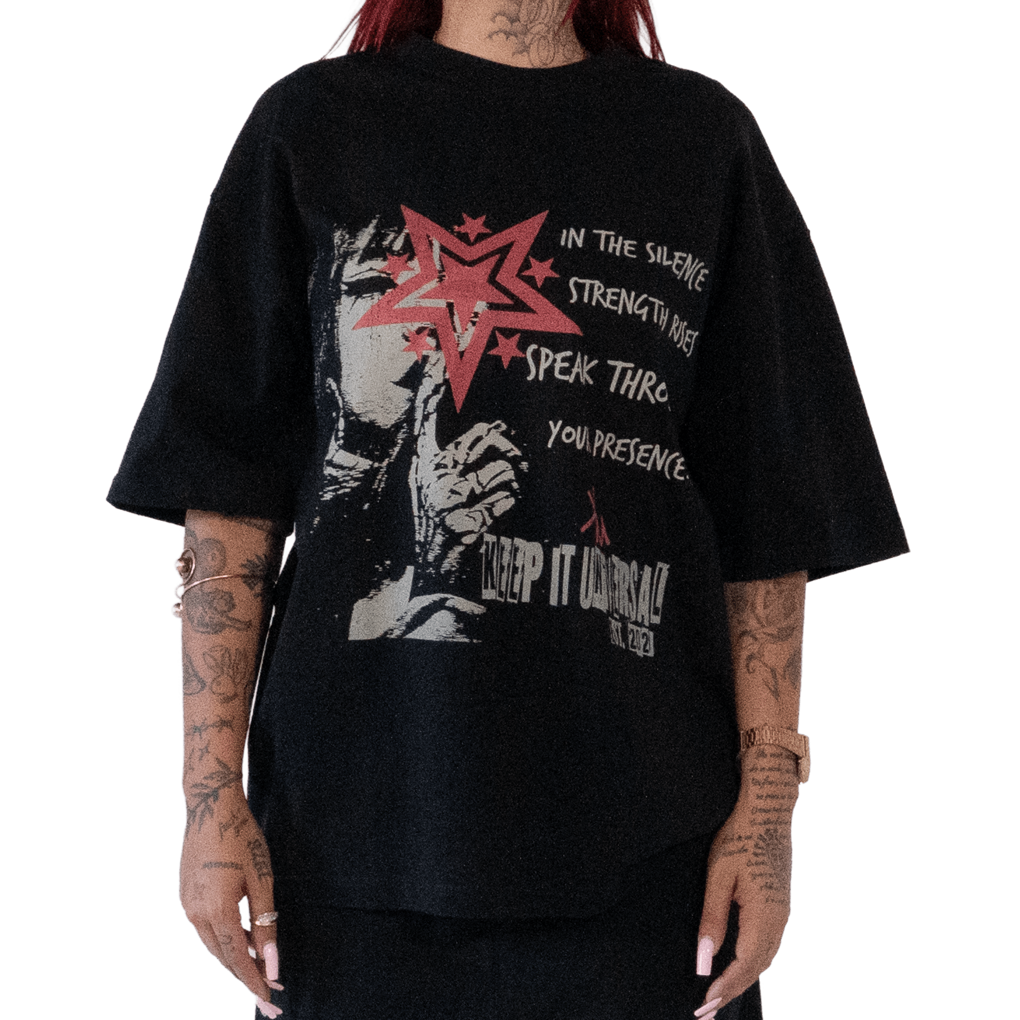 Through Your Presence T-Shirt | Move with Meaning Keep it Universal® Through Your Presence T-Shirt T-Shirt