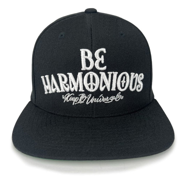 Keep it Universal ® Be Harmonious - Premium Flat Bill Snapback Black Apparel & Accessories