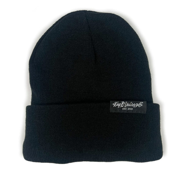 Keep it Universal ® Jersey Lined 12" Cuffed Beanie w/Sig Woven Label Black