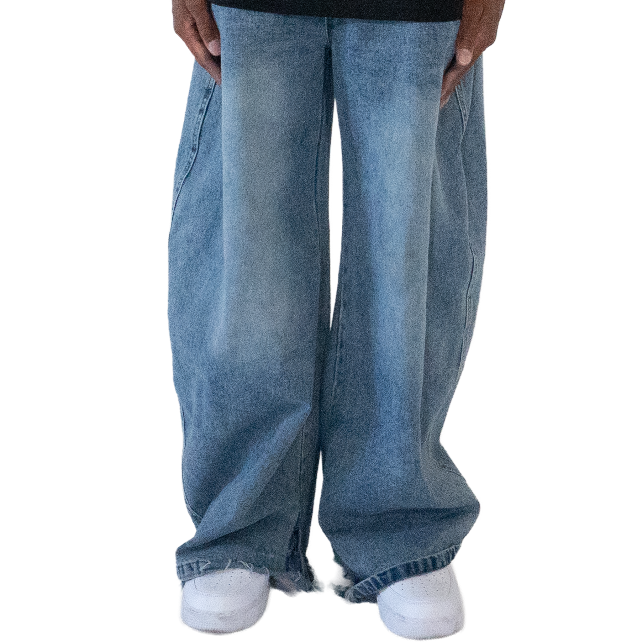 Baggy Stonewashed Denim Double Waist Keep it Universal® Baggy Stonewashed Denim Double Waist Bottoms