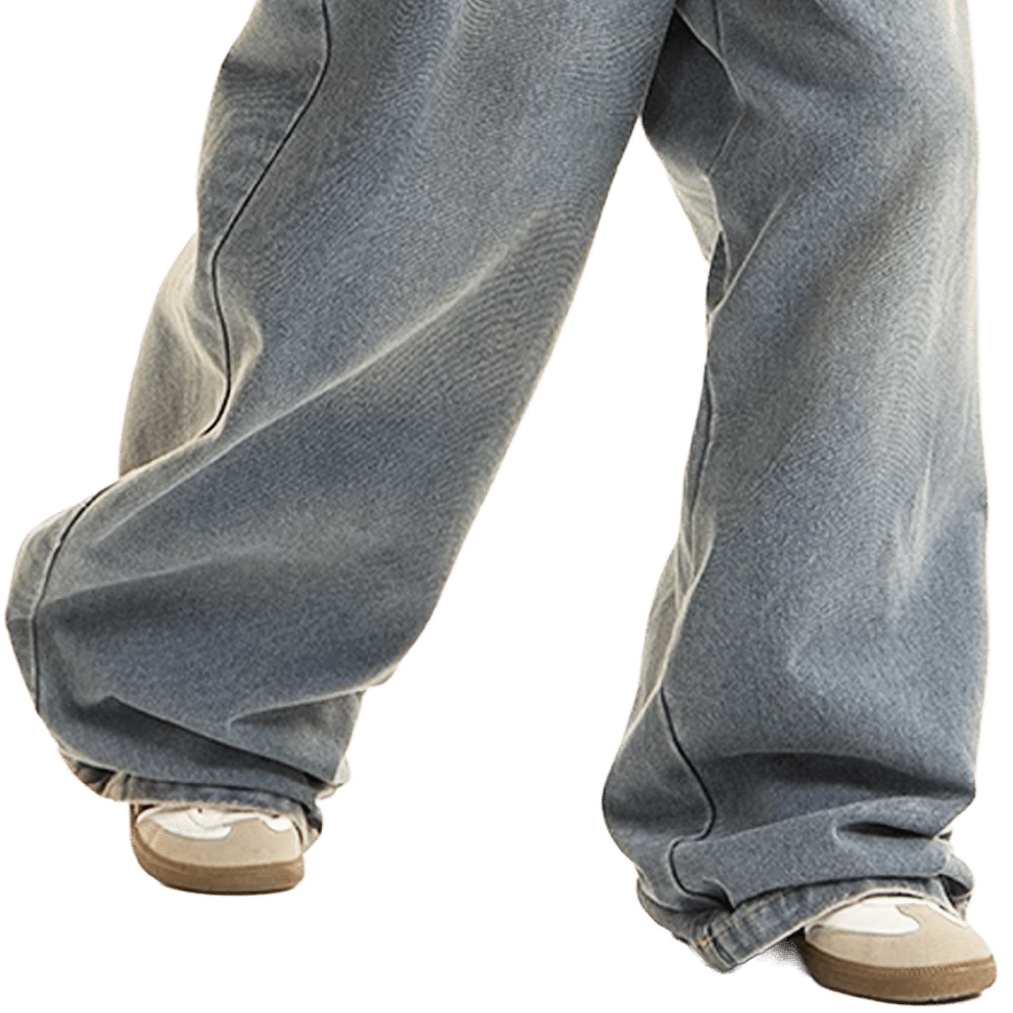 Baggy Stonewashed Denim Double Waist Keep it Universal® Baggy Stonewashed Denim Double Waist Bottoms