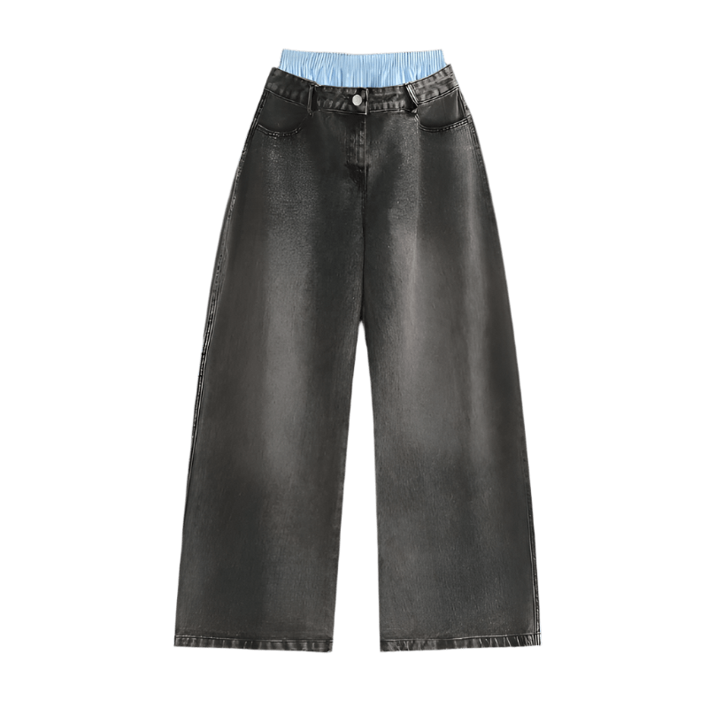 Baggy Stonewashed Denim Keep it Universal® Baggy Stonewashed Denim Black Bottoms