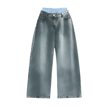 Baggy Stonewashed Denim Keep it Universal® Baggy Stonewashed Denim Blue Bottoms