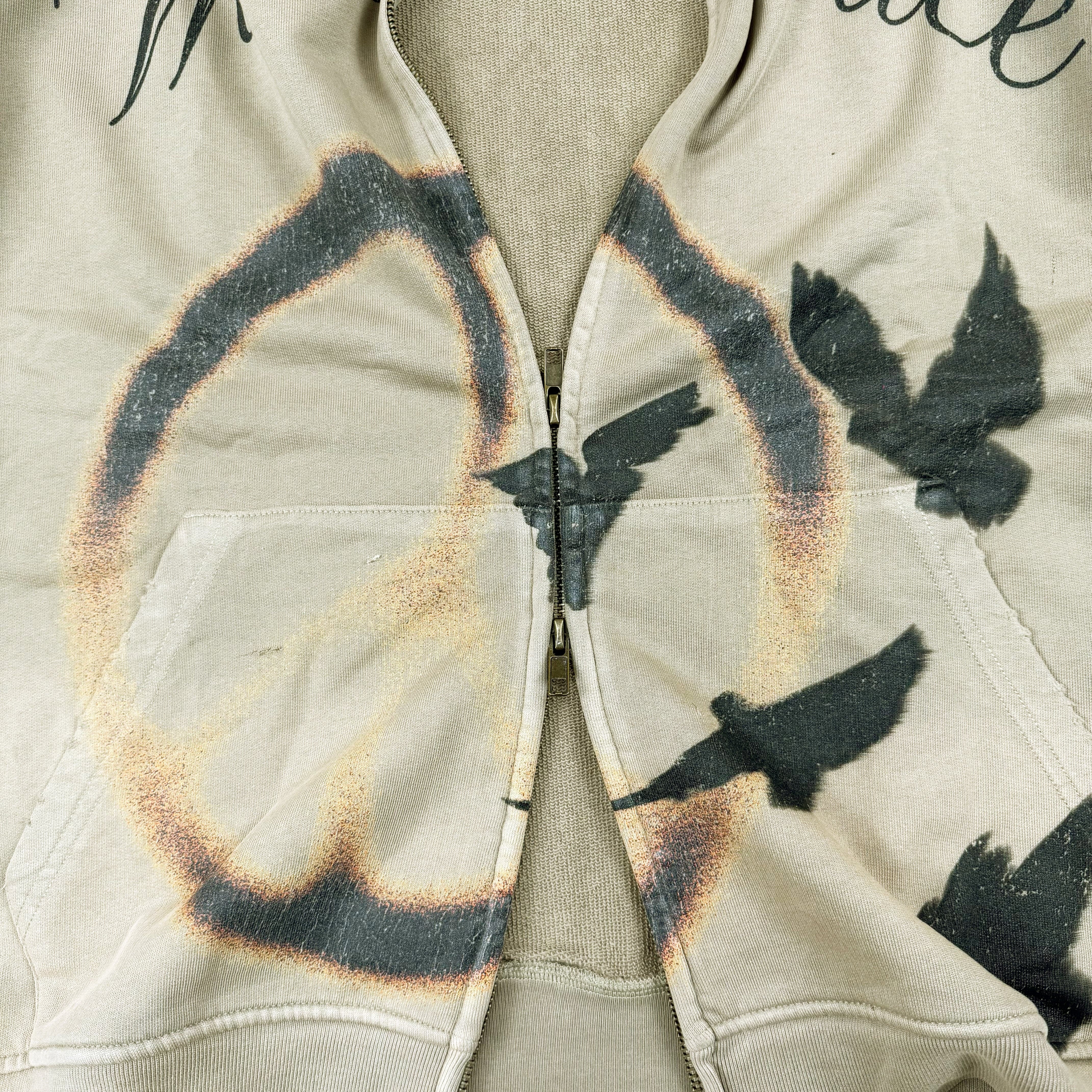 World Peace – Washed Distressed Zip-Up Hoodie | Streetwear with Soul Keep it Universal® World Peace - Washed Distressed Zip-Up Hoodie Hoodie