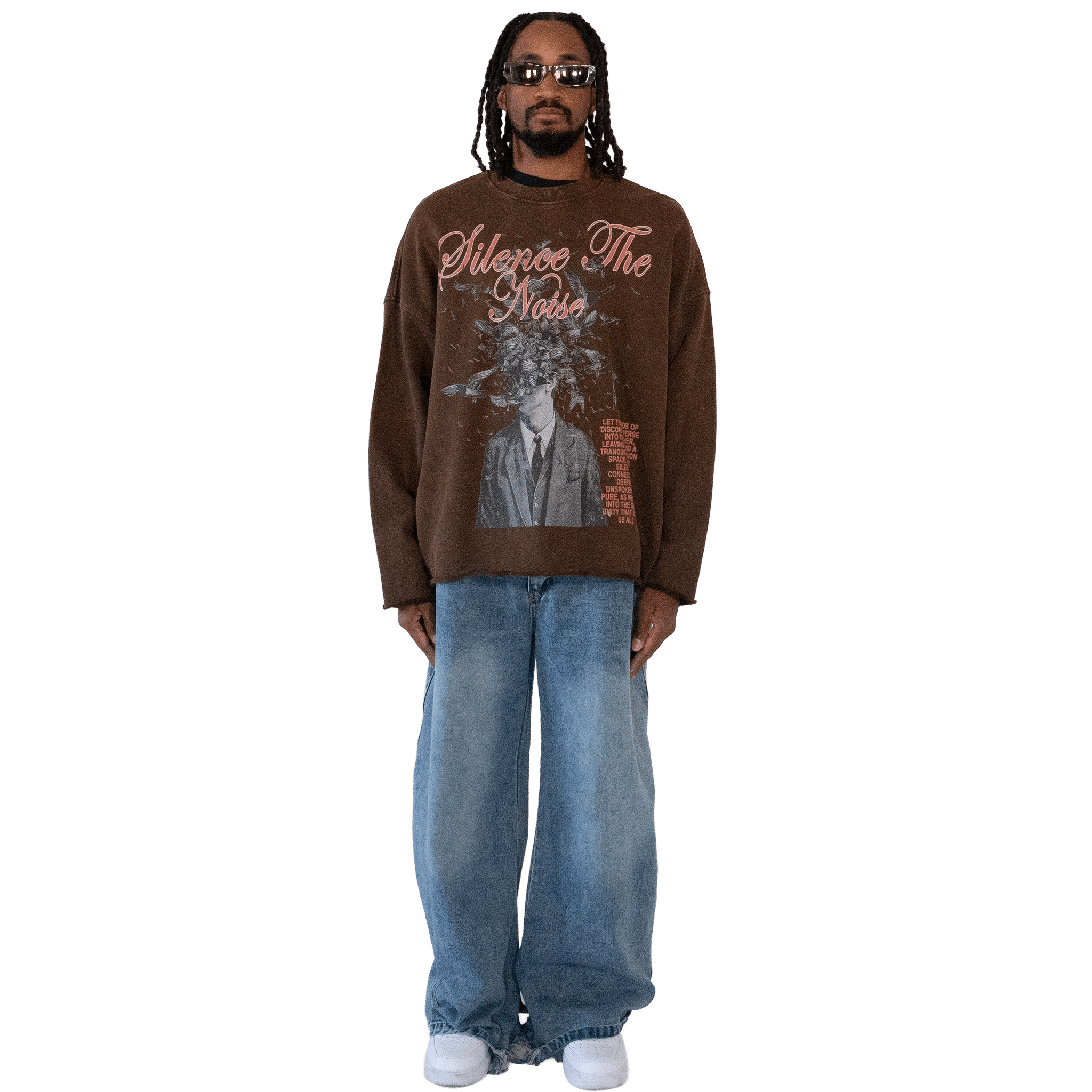 Silence The Noise Washed Cropped Sweatshirt | Streetwear Staple Keep it Universal ® Silence The Noise Washed Cropped Sweatshirt Sweatshirts