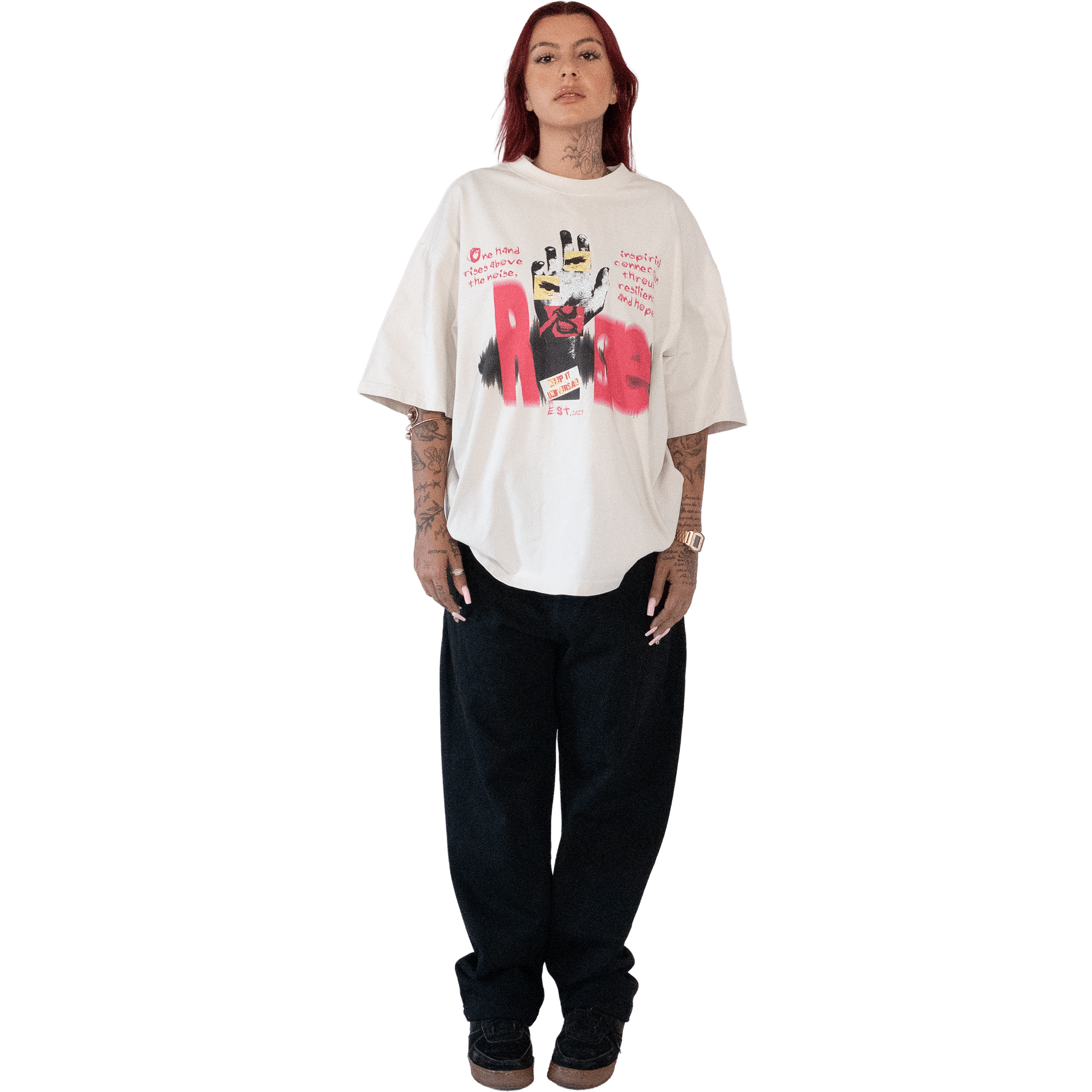 Rise T-Shirt | Elevate, Overcome, Move Forward Keep it Universal® Rise T-Shirt T-Shirt