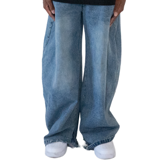 Baggy Stonewashed Denim Double Waist